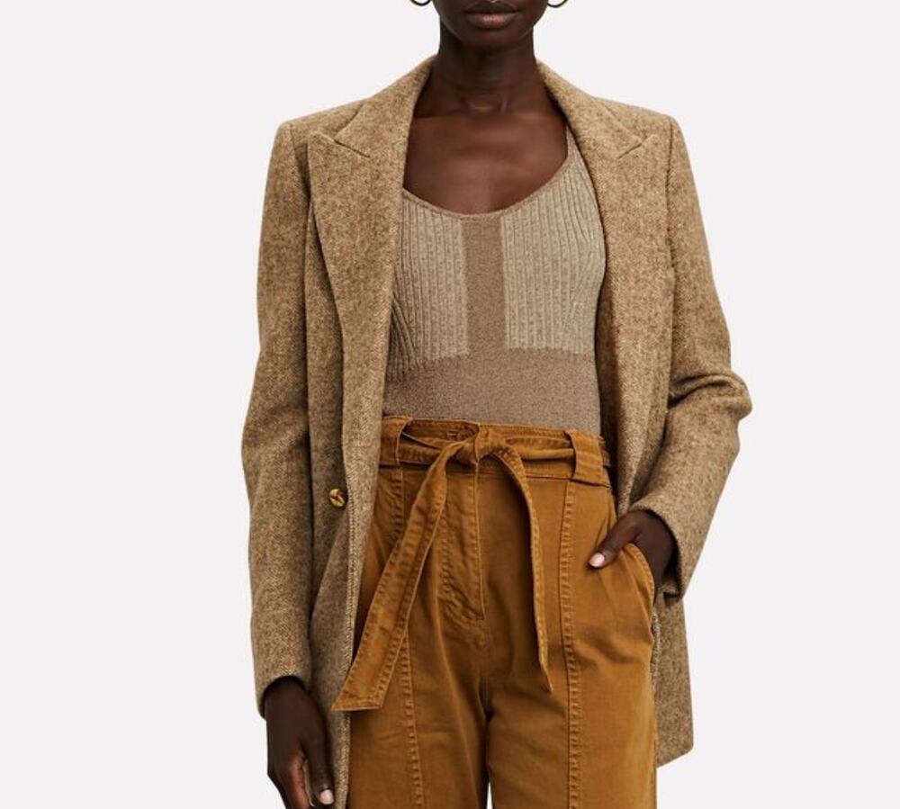 3.1 Phillip Lim Cropped Lurex Knit Tank Top XS knitted gold metallic
